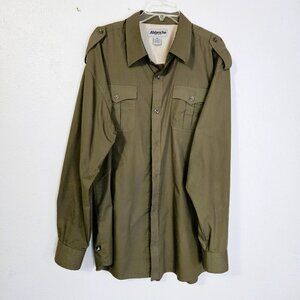 Ablanche  Men's Military Style Army Green Long Sleeve Shirt Size 3XL